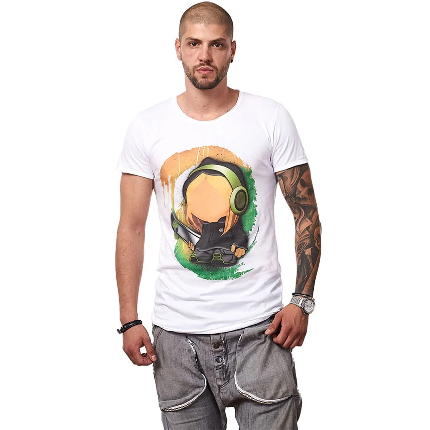 Tricou Alb Barbati Imprimeu Skater Girl Gray Design Unic Si Original Moss