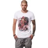 Tricou Alb Barbati Imprimeu Street Rapper Red Design Unic Si Original Moss