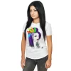 Tricou Alb Scalat 35cm Purple Hair Girl With Feathers