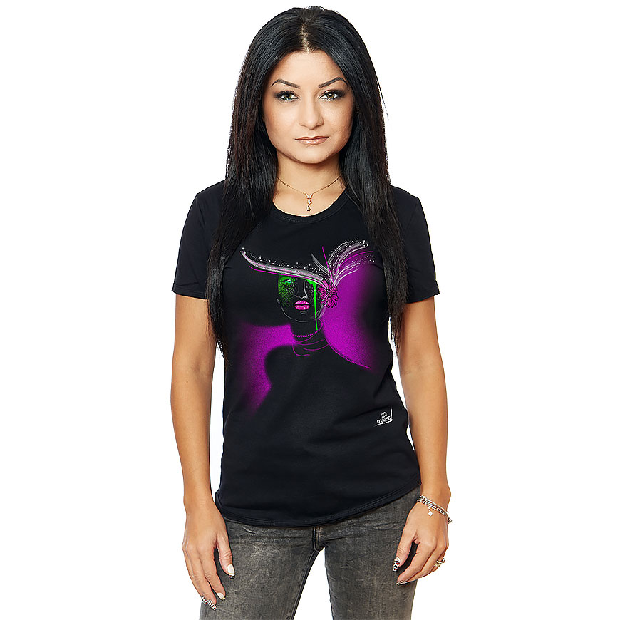 Tricou Negru Femei Lady With Green Tears