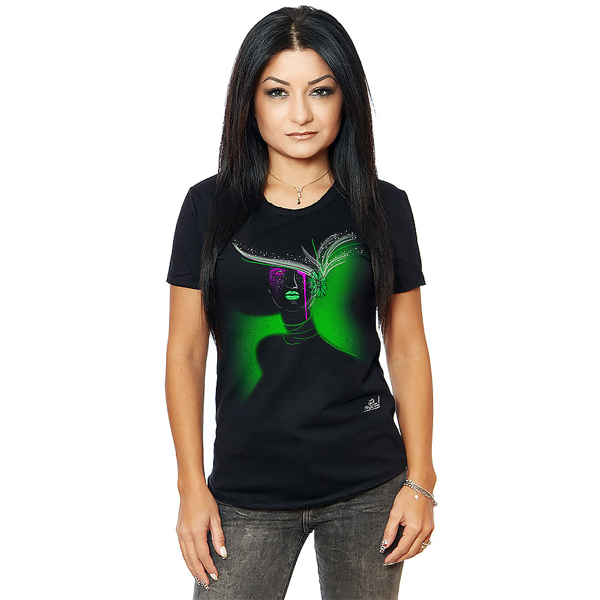 Tricou Negru Femei Lady With Purple Tears