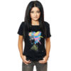 Tricou Negru Femei Multicolored Feathers